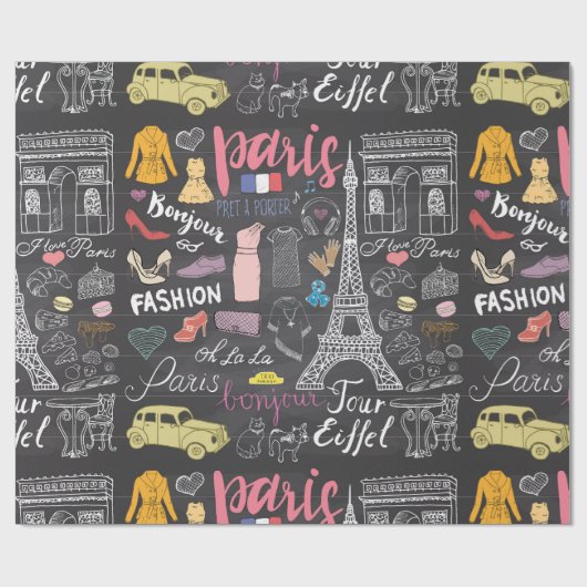 Paris France Eiffel Tower Geschenkpapier (Flach)
