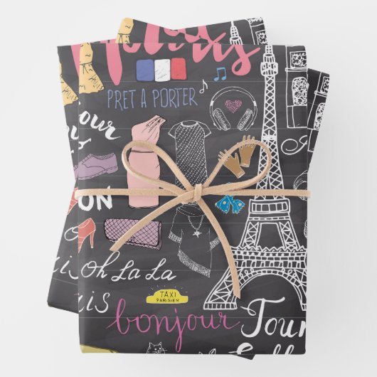 Paris France Eiffel Tower Geschenkpapier Set (Beispiel)