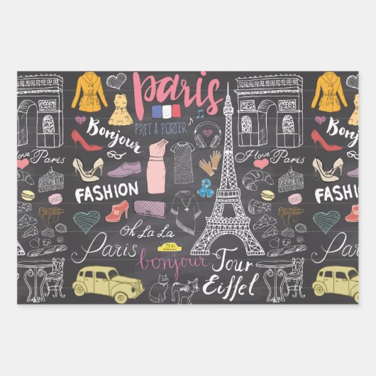 Paris France Eiffel Tower Geschenkpapier Set (Vorderseite)