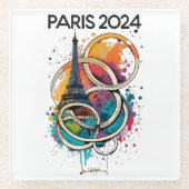 Paris France Eiffel Tower Gift Glasuntersetzer (Vorderseite)