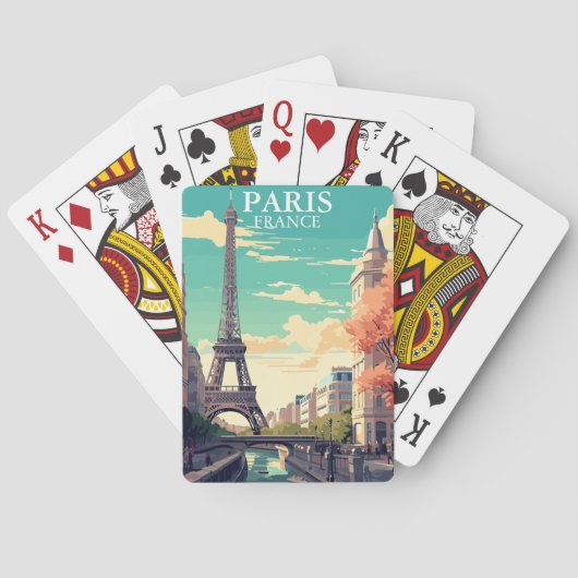 Paris, France Eiffel Tower Illustration Spielkarten (Rückseite)