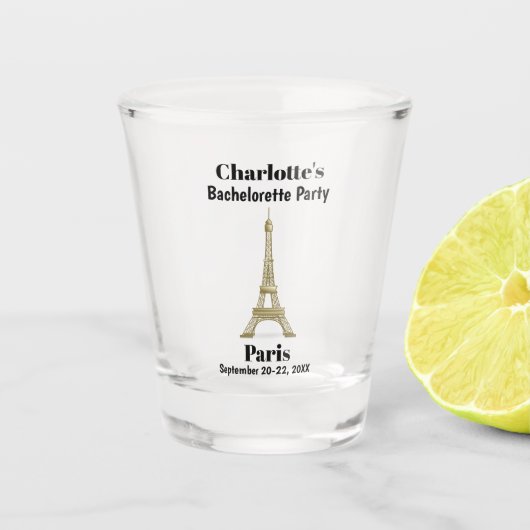 Paris France Eiffel Tower Junggeselinnen-Abschied Schnapsglas (Vorderseite)