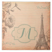 Paris France Eiffel Tower Monogram Display Tile Fliese (Vorderseite)