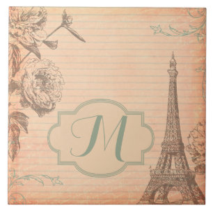Paris France Eiffel Tower Monogram Display Tile Fliese