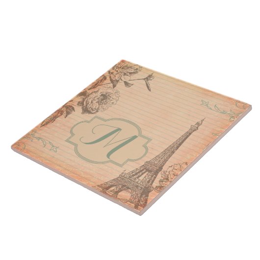 Paris France Eiffel Tower Monogram Display Tile Fliese (Seite)
