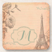 Paris France Eiffel Tower Monogram Drink Untersetz Getränkeuntersetzer (Vorderseite)