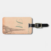 Paris France Eiffel Tower Monogram Luggage Tag Gepäckanhänger (Vorderseite horizontal)