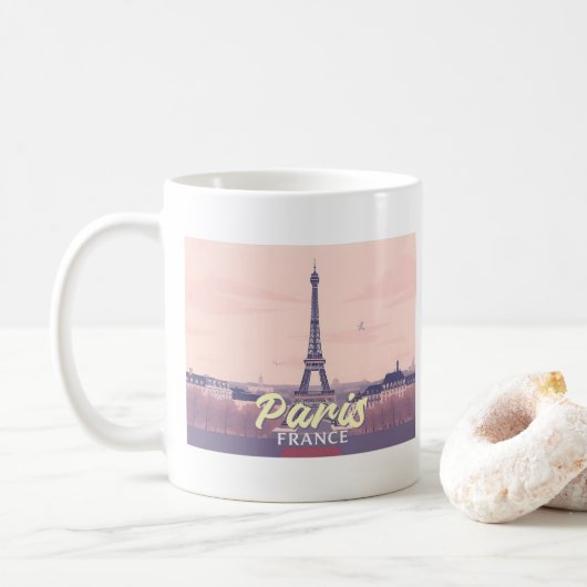 Paris France Eiffel Tower Pastel Travel Design Kaffeetasse (Mit Donut)