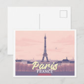 Paris France Eiffel Tower Pastel Travel Design Postkarte (Vorne/Hinten)
