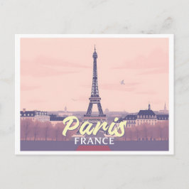 Paris France Eiffel Tower Pastel Travel Design Postkarte