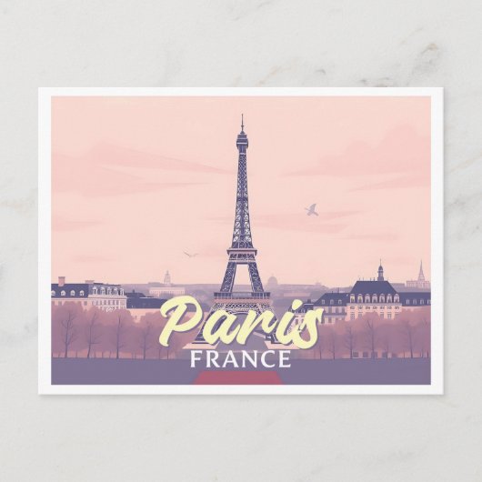 Paris France Eiffel Tower Pastel Travel Design Postkarte (Vorderseite)