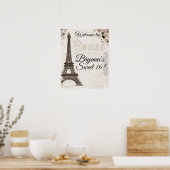 Paris France Eiffel Tower Pink Roses Chic Glamour Poster (Küche)