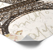 Paris France Eiffel Tower Pink Roses Chic Glamour Poster (Ecke)