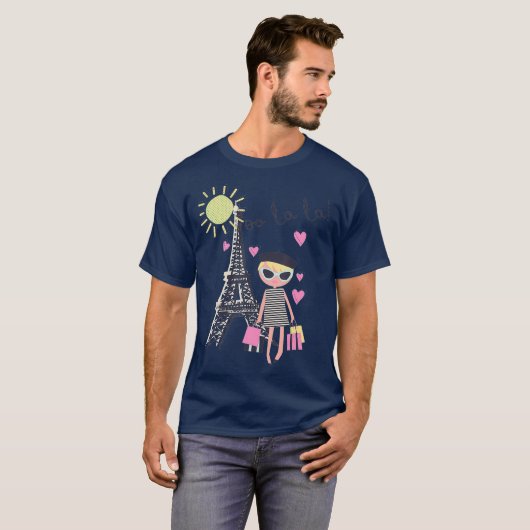 Paris France Eiffel Tower Retro Souvenir Geschenk T-Shirt (Vorne ganz)