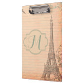 Paris France Eiffel Tower Shab Monogram Clip Board Klemmbrett (Links)