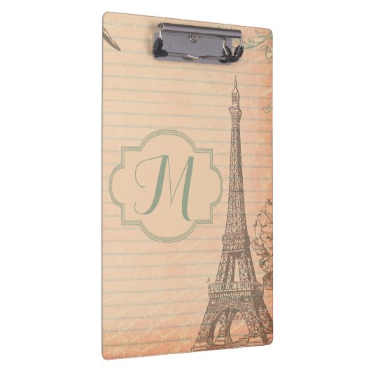 Paris France Eiffel Tower Shab Monogram Clip Board Klemmbrett (Rechts)