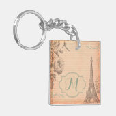 Paris France Eiffel Tower Shabb Monogram Key Chain Schlüsselanhänger (Vorderseite links)
