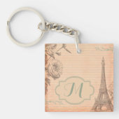 Paris France Eiffel Tower Shabb Monogram Key Chain Schlüsselanhänger (Vorderseite)