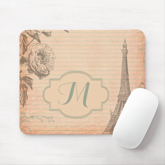 Paris France Eiffel Tower Shabb Monogram Mouse Pad Mousepad (Mit Mouse)