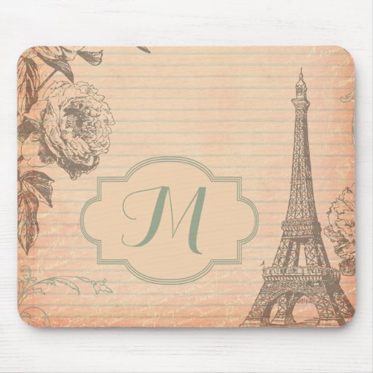 Paris France Eiffel Tower Shabb Monogram Mouse Pad Mousepad (Vorne)