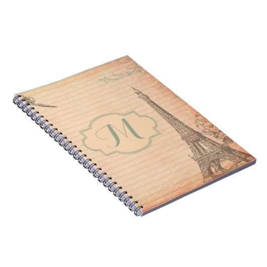 Paris France Eiffel Tower Shabb Monogram Note Book Notizblock (Rechte Seite)