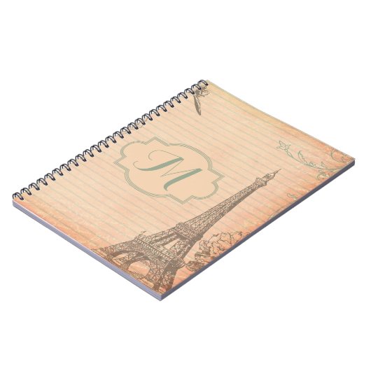 Paris France Eiffel Tower Shabb Monogram Note Book Notizblock (Linke Seite)