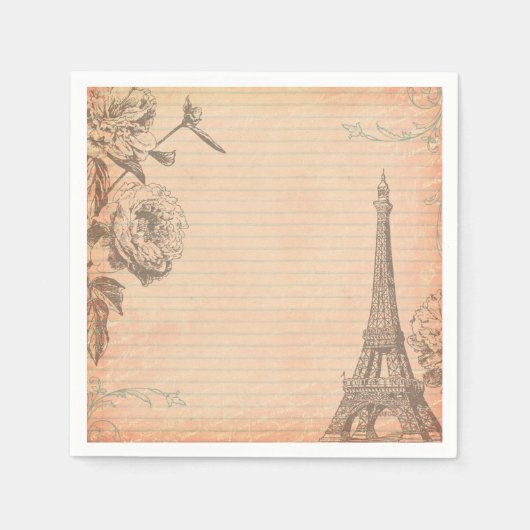Paris France Eiffel Tower Shabby Chic Napkins Serviette (Vorderseite)