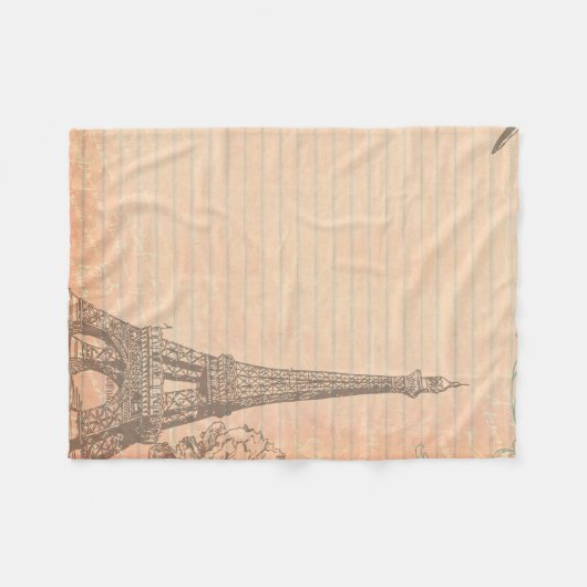 Paris France Eiffel Tower Shabby Fleece Blanket (Vorderseite (Horizontal))
