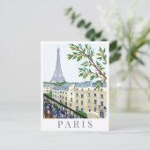 Paris France Eiffel Tower Travel Illustration Postkarte (Stehend Vorderseite)