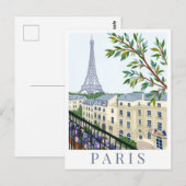 Paris France Eiffel Tower Travel Illustration Postkarte (Vorne/Hinten)