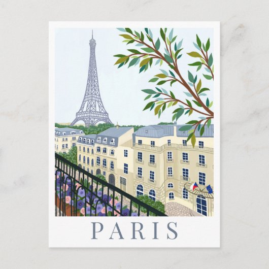 Paris France Eiffel Tower Travel Illustration Postkarte (Vorderseite)