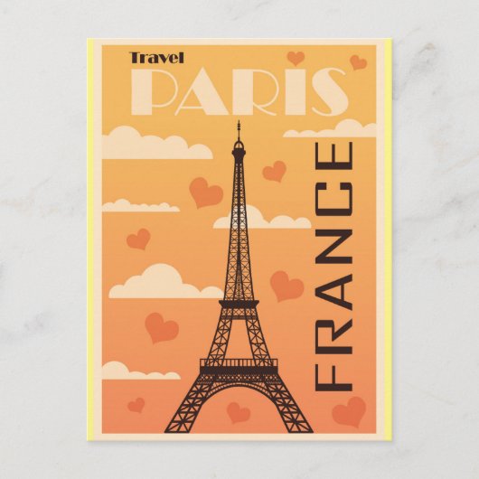 Paris France Eiffel Tower Travel Postcard Postkarte (Vorderseite)