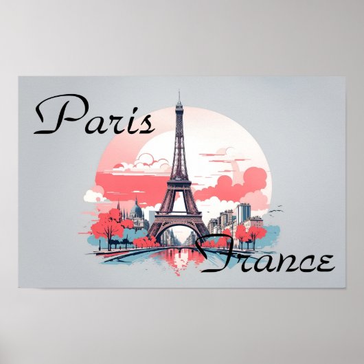 Paris France Eiffel Tower Travel Poster (Vorne)