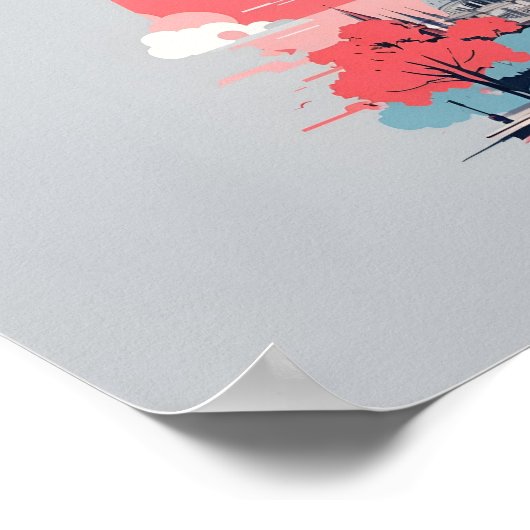 Paris France Eiffel Tower Travel Poster (Ecke)