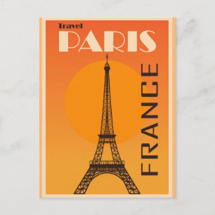 Paris France Eiffel Tower Vintage Travel Poster Postkarte