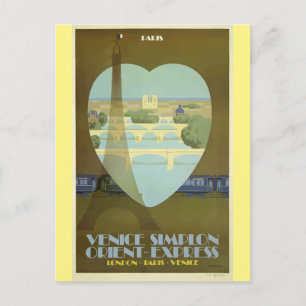 Paris France Eiffel Tower Vintage Travel Poster Postkarte