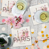 Paris France Eiffel Tower Vintange Lamp Steinuntersetzer