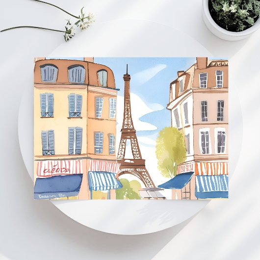 Paris France Eiffel Tower | Wasserfarbenreise Postkarte