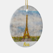 Paris France Eiffel Tower Watercolor Keramik Ornament (Rechts)