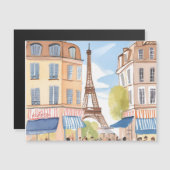 Paris France Eiffel Tower | Watercolor Magnet Card (Vorne/Hinten)