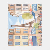 Paris France Eiffel Tower | Watercolor Travel Fleecedecke (Vorderseite)