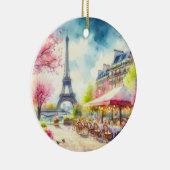 Paris France Eiffel Tower Watercolor Weihnachten Keramik Ornament (Rechts)