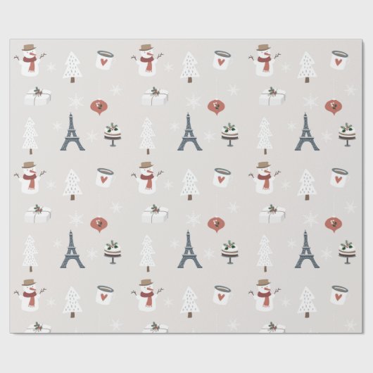 Paris France Eiffel Tower Weihnachtswrapping Paper Geschenkpapier (Flach)