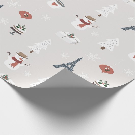 Paris France Eiffel Tower Weihnachtswrapping Paper Geschenkpapier (Ecke)