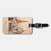  Paris France Europe Modern Pastel Textured Travel Gepäckanhänger (Vorderseite horizontal)