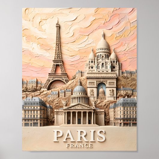 Paris France Europe Modern Pastel Textured Travel Poster (Vorne)