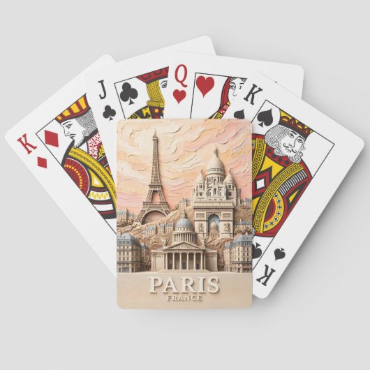  Paris France Europe Modern Pastel Textured Travel Spielkarten (Rückseite)