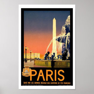 Paris France Europe Vintage Travel Poster