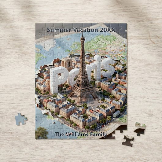 Paris France Family Vacation 3D Trip Souvenir Puzzle