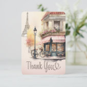 Paris France French Cafe Baby Shower Dankeskarte (Stehend Vorderseite)